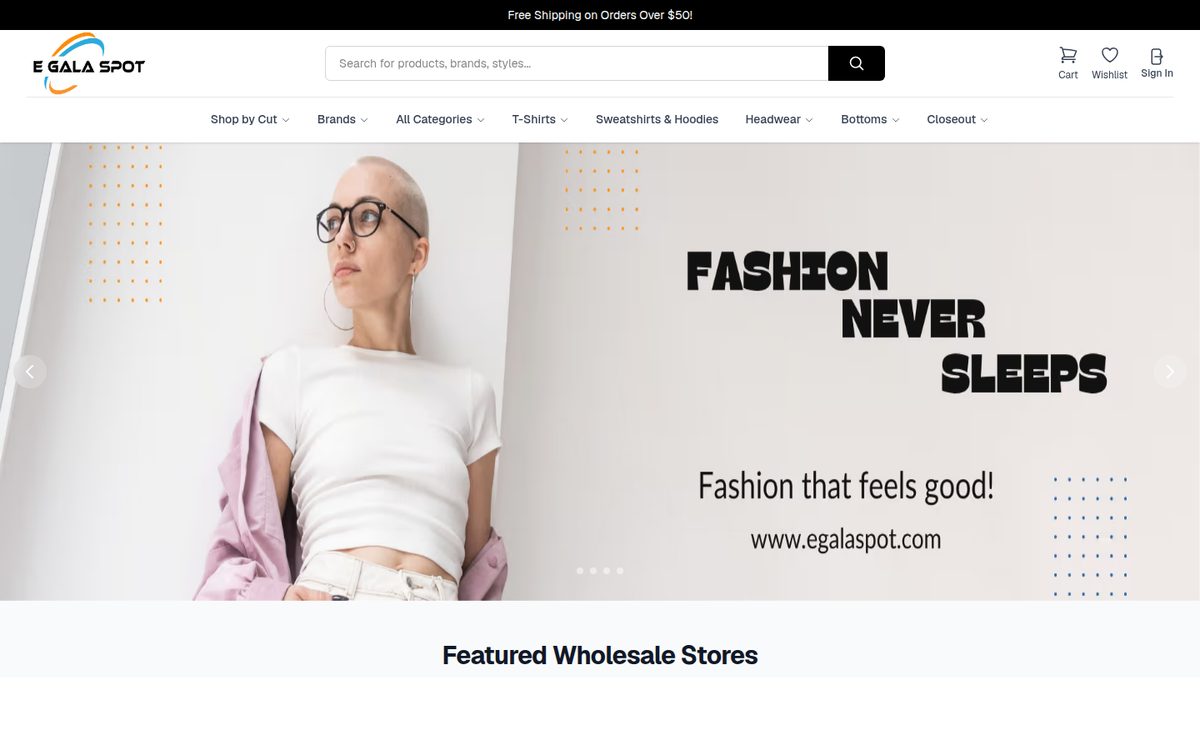 Screenshot of eGala Spot ecommerce platform